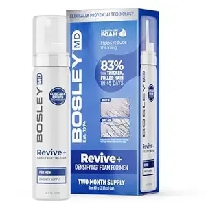Bosleymd Men’S Revive + Densifying Treatment Foam – Drug-Free Hair Thinning Treatment With Yuvabio® y100™, Biotin & Pumpkin Seed Oil – 60-Day Supply, 2.11 Oz