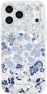 Kate Spade New York Iphone 17 Pro Max Case - Compatible With Magsafe - Designer Phone Case - Flowerbed Blue Gems
