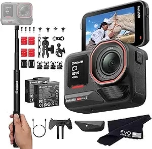 insta360 Ace Pro 2 Motorcycle Bundle- 8k Waterproof Action Camera Co-Engineered With Leica, Flagship 1/1.3" Sensor, 8k30, 2.5" Flip Screen - Includes Motorcycle Bundle, Invisible Selfie Stick