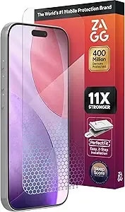 Zagg xtr5 Screen Protector For Iphone 17 Pro - Glass, Blue Light Protection, 11x Stronger, Eyesafe cpf60 Tech, Anti-Reflective Tech, Vibrant Color & Touch Sensitive Tempered Glass, Easy To Install