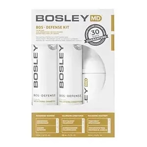 Bosleymd Bosdefense 30-Day Hair Thinning Kit For Men & Women – Dht Blocking Shampoo, Volumizing Conditioner & Leave-In Thickening Treatment – Hair Growth Support System For Fuller, Thicker Hair