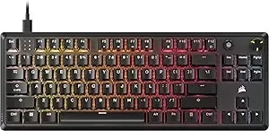 Corsair k70 Core Tkl Rgb Tenkeyless Mechanical Wired Gaming Keyboard – Pre-Lubed Mlx Red v2 Linear Switches, Socd, Abs Double-Shot Keycaps, Sound Dampening, 1000hz Polling, Qwerty Na – Black