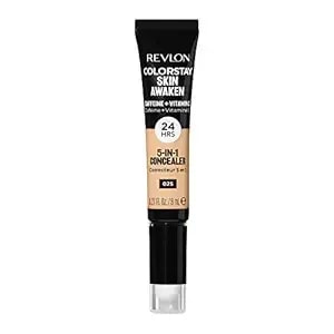 Revlon Colorstay Skin Awaken 5-In-1 Concealer, Lightweight, Creamy Longlasting Face Makeup With Caffeine & Vitamin C, For Imperfections, Dark Circles & Redness, 025 Light Beige, 0.27 Fl Oz