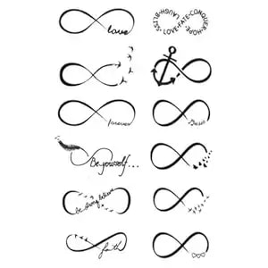 Temporary Tattoos Infinity Positive Messages Incorporated In The Designs - 2 Sheets Of 12