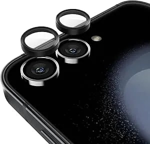 Pelican Samsung Galaxy Z flip6 Camera Lens Protector With Aluminum Rings - 9h Tempered Glass - Durable Anti-Scratch, Anti-Shatter, Hd View With Night Shoot And Case Friendly, Easy To Install - Black