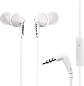 Panasonic Ergofit Wired Earbuds With Microphone, 3.5mm Jack Wired Headphones With Mic And Call Controller, Ergonomic Custom-Fit Earpieces (S/M/L), For Phones And Laptops - Rp-tcm125-W (White)