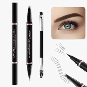 Eyebrow Pencil,2-In-1 Waterproof Eyebrow Pen With 4 Tip Brow Pen And Ultra-Precise Brow Pencil,With Dual-Ended Eyebrow Brush,Eyebrow Makeup For Natural Looking Eyebrows - Brunette