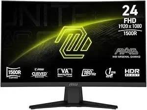Msi Mag 244c 24-Inch 1920 X 1080 (Fhd) Gaming Monitor, 180hz, Freesync, Hdmi, Displayport, Vesa Mountable, Tilt, Height Adjustable, Speaker, 1ms, Black