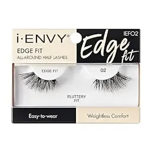 I-Envy Half Lashes, Edge Fit False Eyelashes Natural Dramatic Look Wispy Cat Eye Clear Band Fluffy Volume Soft Strip Short Half Fake Eyelashes Light Weight Comfort Everyday Easy To Wear (Fluttery Fit)