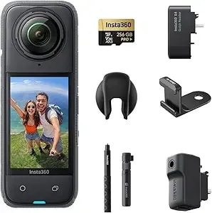 insta360 x4 Creator Bundle - 8k Waterproof 360 Action Camera, 4k Wide-Angle Video, Invisible Selfie Stick, Removable Lens Guards, 135 Min Battery Life, Ai Editing, Stabilization, For Sports, Travel