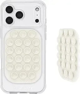 Case-Mate Double-Sided Suction Cup Phone Mount - Anti-Slip Sticky Phone Grip/Holder - Content Creator Essentials Compatible W/Iphone, Android & Cases - Detachable Accessories W/No Residue - Cream