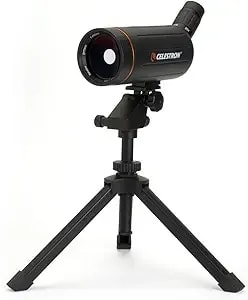Celestron Mini Mak 70mm Angled Spotting Scope – Maksutov Spotting Scope – Great For Long Range Viewing – 25–75x Zoom Eyepiece – Multi-Coated Optics – Rubber Armored – Tabletop Tripod Included