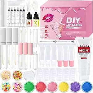 Jcoos Lip Gloss Making Kit, Make Your Own Lip Gloss Kit For Women Beginner, Girls, Diy Lipgloss Making Kits Lip Oil, Moisturizing Base, Pigments, Tubes, Women Gifts Unique, Popular Teen Tuff