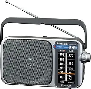 Panasonic Portable Am/Fm Radio, Battery Operated Analog Radio, Ac Powered, Silver (Rf-2400d)