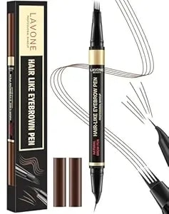 Lavone Eyebrow Pen, 2-In-1 Eyebrow Pencils For Women With 4 Tip Microblading Eyebrow Pencil And Curved Precise Brow Pencil, Waterproof Eyebrow Pencil Create Full, Natural Hair-Like Brows, Dark Brown