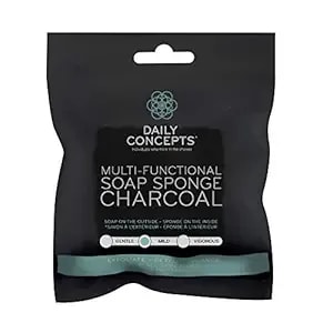 Multi Functionnal Soap Sponge Charcoal - Daily Concepts - Mild Texture Soap, Sponge With Infused With Detoxifying Charcoal Soap To Purge Skin Of Impurities And Elevate The Overall Texture Of Skin