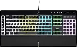 Corsair k55 Rgb Pro Membrane Wired Gaming Keyboard – ip42 Dust And Spill-Resistant – 6 Macro Keys With Elgato Integration – Icue Compatible – Qwerty Na – Pc, Mac, Xbox – Black