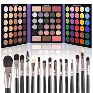 Ucanbe Eyeshadow Palette With 15pcs Brushes Makeup Set, Pigmented 86 Colors Make Up Sets Valentine'S Day Gift, Matte Shimmer Glitter Eye Shadow Pallet Highlighter Contour Blush Powder Brush Beauty Kit