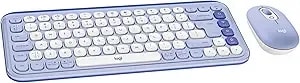 Logitech Pop Icon Combo, Bluetooth Keyboard And Mouse Combo, Comfortable Typing, Programmable Keys And Buttons, Quiet Clicks, Easy-Switch Up To 3 Devices - Lilac