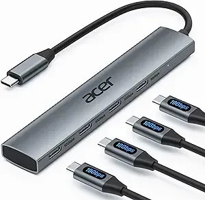 Acer Usb C Hub, 10gbps Type C Splitter With 4 Usbc 3.2 Port, High Speed Type C Multiport Adapter For Ipad Macbook Pro, Iphone 16/15, Surface Pro And More【Not Support Monitor Or Charging】