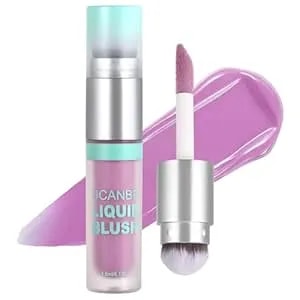 Ucanbe Dual-Ended Liquid Blush With Angle Applicator & Built-In Brush, Seamless Buildable Blendable Lightweight Cheek Tint Makeup, Long Lasting Creates Dewy Natural Flush Finish - Lavender