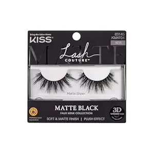 Kiss Matte Black, False Eyelashes, 'Matte Sheer', 16mm, Includes 1 Pair Of Lash, Easy To Apply, Reusable Lash Clusters