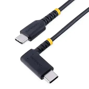 Startech.Com 6in (15cm) Usb C Charging Cable Right Angle - 60w Pd 3a - Heavy Duty Fast Charge Usb-C Cable - Usb 2.0 Type-C - Rugged Aramid Fiber - Short Usb Cord (r2ccr-15c-Usb-Cable), Black