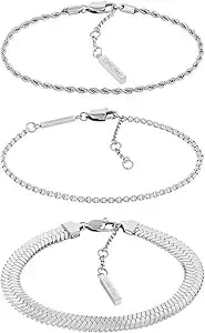 Calvin Klein Women’S Accent Jewelry Set - 3 Layering Bracelets With Stainless Steel Chain And Lobster Closure - Mix And Match Premium Fashion Accessory - Gift For Her