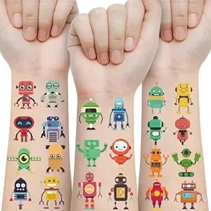 60pcs Robot Temporary Tattoos, Cartoon Waterproof Body Fake Tattoo Stickers, Cute Robotic Decorations, Classroom School Reward Prizes Birthday Party Favors Supplies