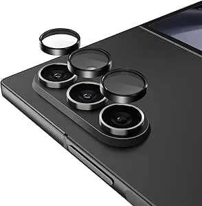 Pelican Samsung Galaxy Z fold6 Camera Lens Protector With Aluminum Rings - 9h Tempered Glass - Durable Anti-Scratch, Anti-Shatter, Hd View With Night Shoot And Case Friendly, Easy To Install - Black