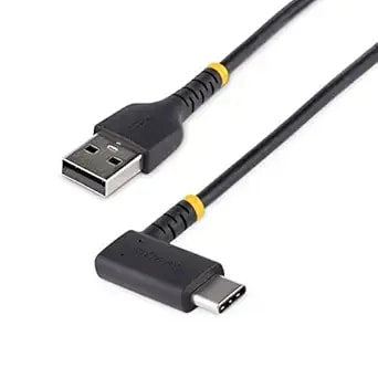 Startech.Com 1ft (30cm) Usb A To C Charging Cable Right Angle - Heavy Duty Fast Charge Usb-C Cable - Usb 2.0 A To Type-C - Rugged Aramid Fiber - 3a - Usb Charging Cord (r2acr-30c-Usb-Cable)