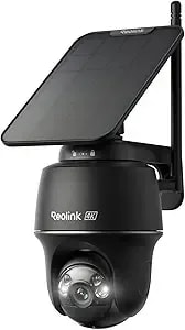 Reolink 4k Solar Security Cameras Wireless Outdoor, 360° Pan Tilt, 8mp Color Night Vision, 2.4/5 Ghz Wi-Fi 6, No Monthly Fee, Home Hub Compatible, Argus Pt 4k+ 3w Solar Panel (Black)
