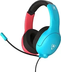 Turtle Beach Airlite Fit Wired Gaming Headset: Officially Licensed For Nintendo Switch, Nintendo Switch 2/Lite/Oled Model - Flip-To-Mute Mic, Over-Ear Comfort Cushions, 40mm Speakers - Neon Blue & Red