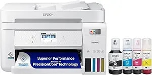 Epson Ecotank Et-4850 Wireless All-In-One Cartridge-Free Supertank With Scanner Copier, Fax, Adf And Ethernet, The Printer Office Printer - White