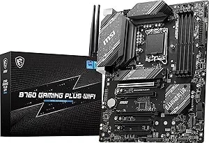 Msi b760 Gaming Plus Wifi Gaming Motherboard (Supports 12th/13th/14th Gen Intel Processors, Lga 1700, ddr5, Pcie 4.0, M.2, 2.5gbps Lan, Usb 3.2 gen2, Hdmi/Dp, Wi-Fi 6e, Bluetooth 5.3, Atx)
