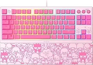 Razer Ornata v3 Tkl Gaming Keyboard: Low-Profile Keys - Mecha-Membrane Switches - Uv-Coated Keycaps - Backlit Media Keys - 8-Zone Rgb Lighting - Magnetic Wrist Wrest - Hello Kitty & Friends Edition