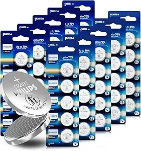 Philips cr2032 Battery (50 Pack), 3v Lithium Coin Cell Battery Long-Lasting, Leak-Free, Cr 2032 Batteries For Key Fob, Watches, Small Electronic Devices