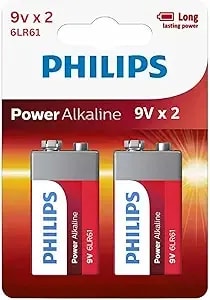 Philips 9 Volt Battery 2 Pack, Power Alkaline 9v Batteries, Reliable Long Lasting Power, Leak Proof Design, All Purpose 9volt Battery For All Your Household & Office Needs.