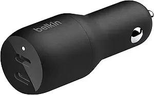 Belkin 36-Watt Dual-Usb Car Charger - Power Delivery 2 18w Usb-C Ports With Pps Charging Apple Iphone 14, 14 Pro, 14 Pro Max, Iphone 13, 13 Pro, 13 Pro Max Samsung Galaxy, Airpods - Usb-C Charger