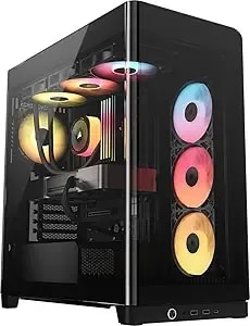 Corsair Frame 4500x Rs Argb Panoramic Mid-Tower Pc Case – 3x Pre-Installed Fans, High Airflow, Modular Design, Gpu Anti-Sag, Reverse Connection Motherboard Compatible – Black
