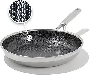 Oxo Hybrid 10” Nonstick Stainless Steel Frying Pan, Durable Pfas-Free Ceramic Skillet, Stay-Cool Handle, Induction & All Cooktop Compatible, Dishwasher Safe, Mirror Polished Tri-Ply