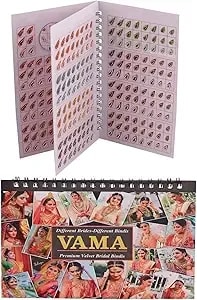 Vama Fashions Tilak Tear Drop Shape Stone Border Bindi Kumkum Sticker Designer Indian Bridal Bindi Book For Women, Mix Size Multicolour