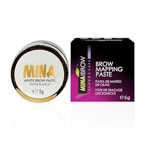 Mina White Mapping Brow Paste 5g - Draw Or Sketch The Right Shape Of The Eyebrow - Help To Perfect Your Brow Tinting, White Paste For Outlining & Fixation, Brow Mapping String, Eyebrow Contour