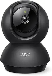 Tapo 1080p Indoor Pan/Tilt Wired Security Camera - Works As A Baby & Pet Monitor, Motion Detection, 2-Way Audio, Siren, Night Vision, Subscription-Free Local Storage Or Optional Cloud, Black, c201