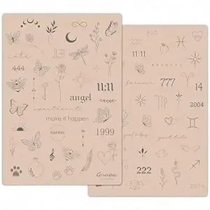 2pcs Tiny Tattoo Practice Skin Pad With More 80 Stencil Designs Perfect For Mastering Tiny Tattoo Essential Techniques (Pink Skin)