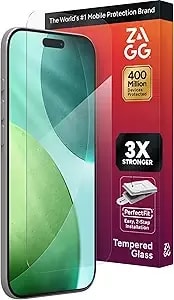 Zagg Glass+ Screen Protector For Iphone Air - 3x Stronger, Impact & Shatter Protection, Scratch & Smudge-Resistant Iphone Tempered Glass, Invisibleshield, Easy Perfectfit Install