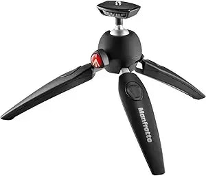 Manfrotto Mtpixievo-Bk, Pixi Evo 2-Section Mini Tripod For Mirrorless Cameras, Compact System Cameras, Dslr, Video, Compact Size, Aluminum, Black