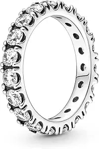 Pandora Jewelry Sparkling Row Eternity Ring For Women - Sterling Silver With Cubic Zirconia - Size 4.5