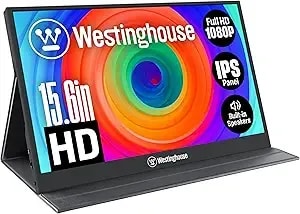 Westinghouse 15.6 Inch Portable Monitor For Laptop & Travel, 1080p, 60hz, Ips Display, Full Hd Screen With Magnetic Protective Cover, Built In Speakers, 1x Mini Hdmi, 1x Usb Type-C