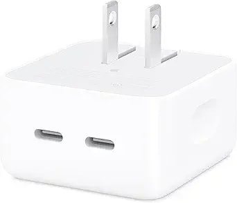 Apple 35w Dual Usb-C Port Compact Power Adapter: Fast And Convenient Charging, Type C Wall Charger